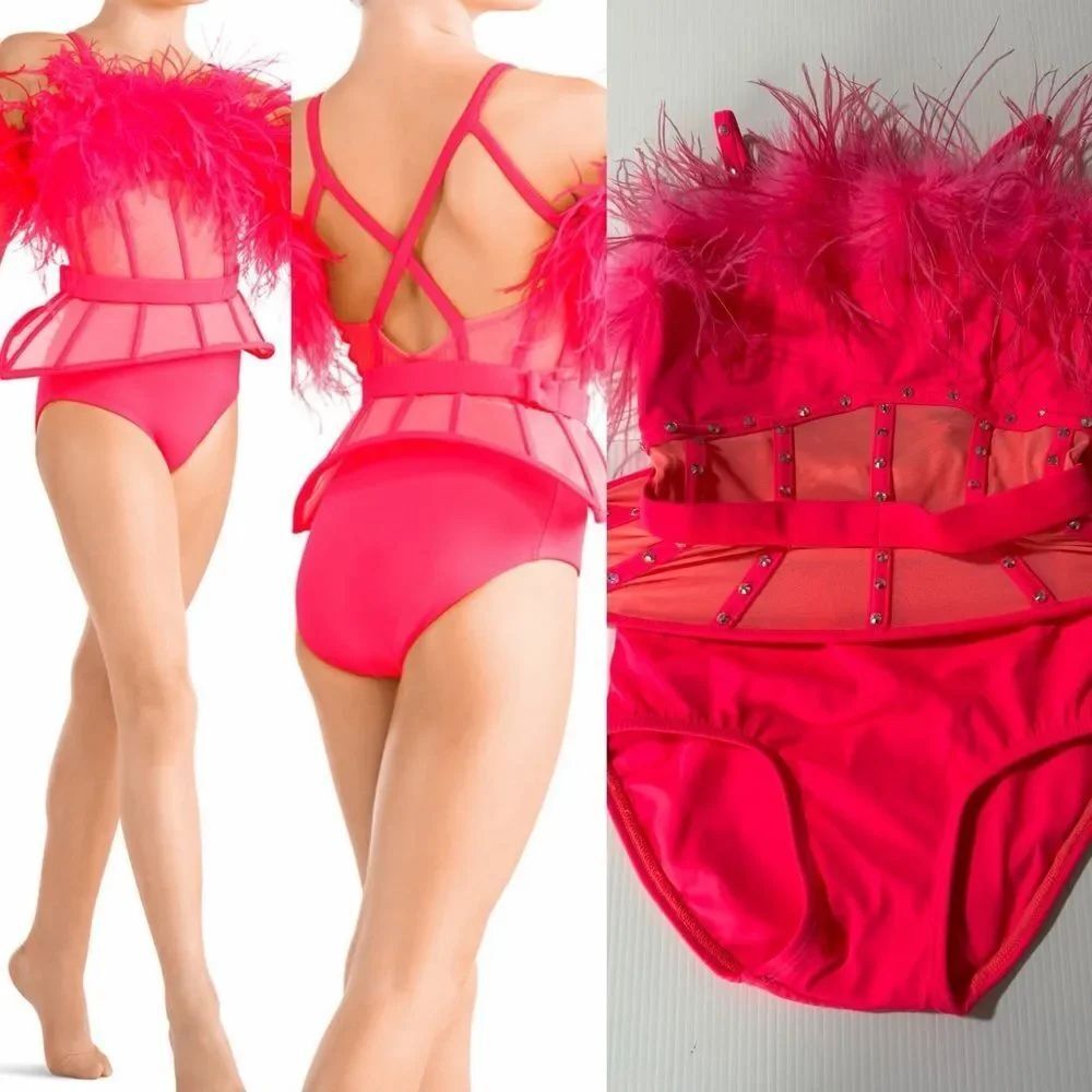 Tenth House 2 Die solo dance costume hot pink feather TD24436 VIVACIOUS LC child